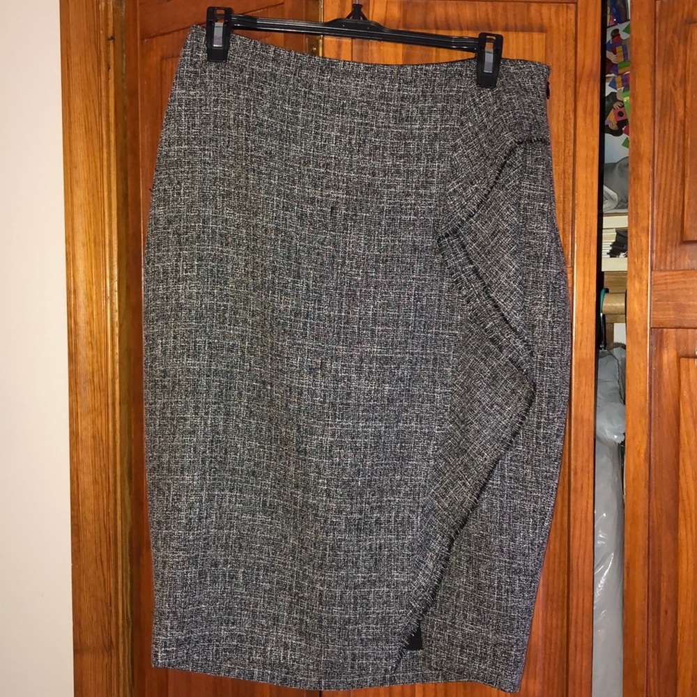 Tweed faux wrap skirt